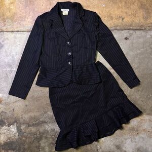 Vintage Office Siren Pinstripe Skirt Set